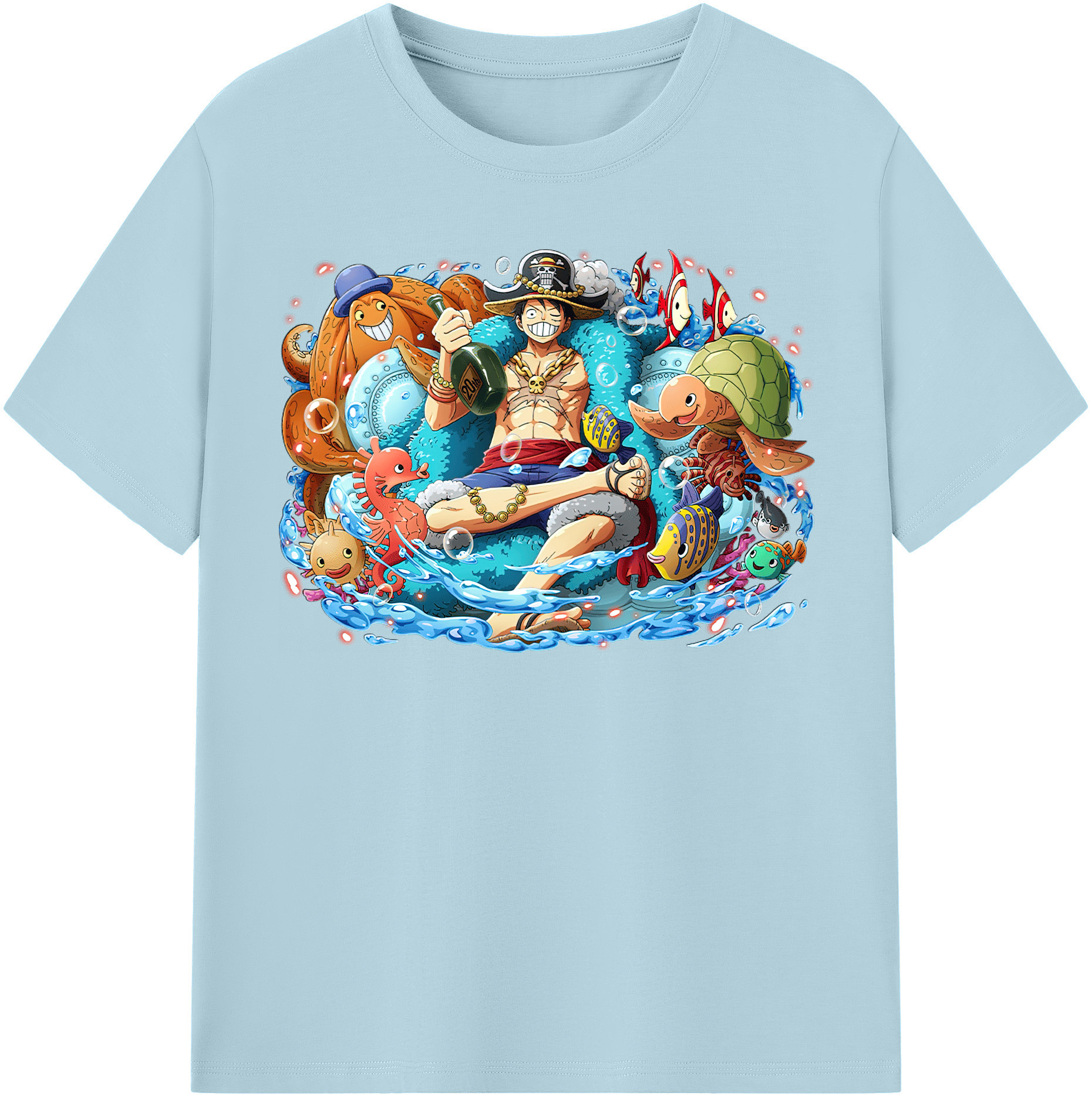 ワンピース モンキー・D・ルフィ ONE PIECE Monkey D. Luffy 綿100％半袖Tシャツ（フロントプリント）